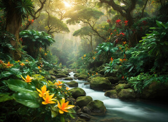 waterfall in the tropical forest