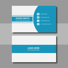 Business card template with blue color