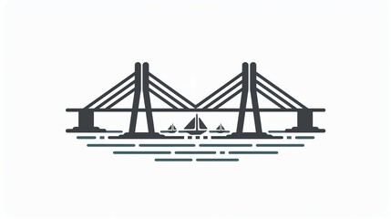 Minimalist icon of a bridge with elegant, simple lines, symbolizing civil engineering and infrastructure development