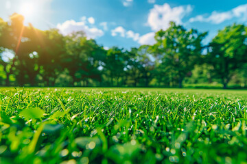 A lush green field with trees in the background - Powered by Adobe