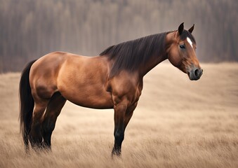 Brown horse, set against a white backdrop.