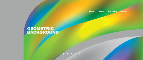 Web page design with geometric elements - circle and wave. Techno art concept. Vector Illustration For Wallpaper, Banner, Background, Card, Book Illustration, landing page