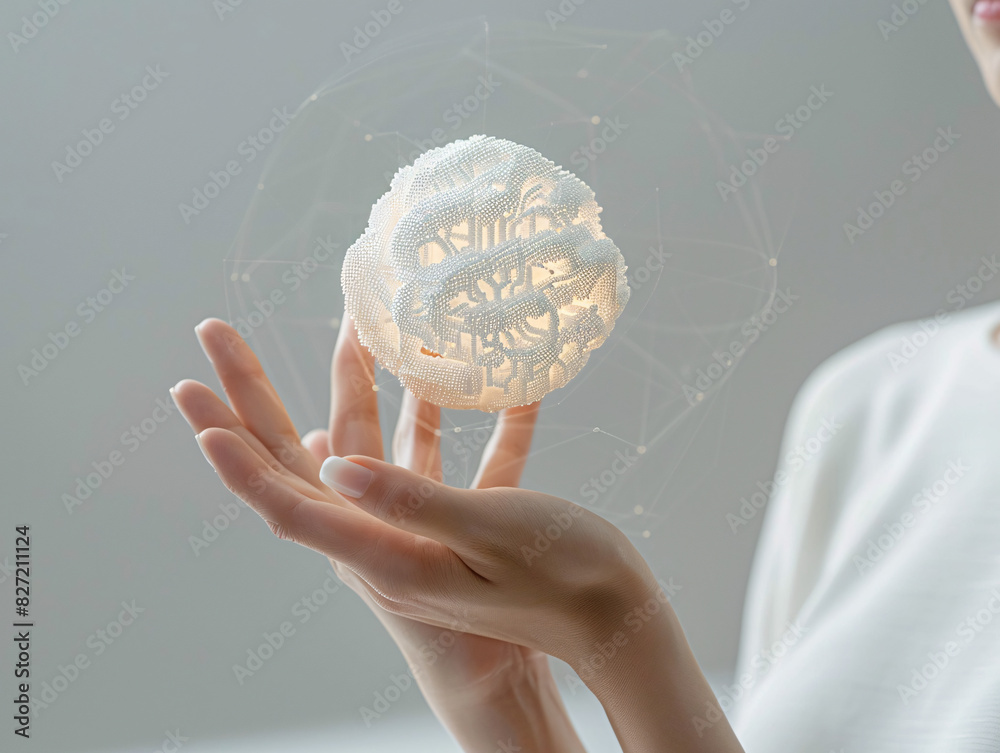 Poster digital transformation concept with ai, machine learning icons, and space for text on a modern inter