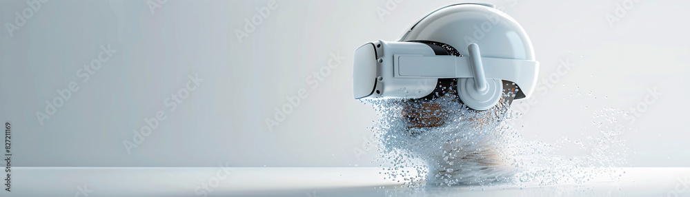 Poster next generation technology era visual with virtual reality elements and a clear space for custom tex