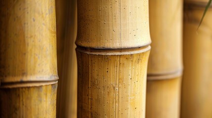 Close-up of bamboo with a smooth yellow bamboo sticks textured surface.