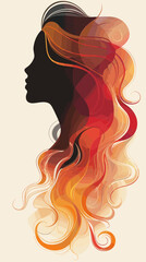 Abstract Female Silhouette with Blonde Hair, Mosaic Paper Cut Style Vector Illustration