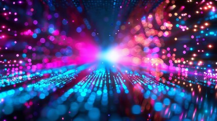 Obraz premium tunnel made of colorful light streaks vibrant neon light effect background