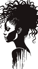Abstract Silhouette of Confident Black Woman with Curly Hair

