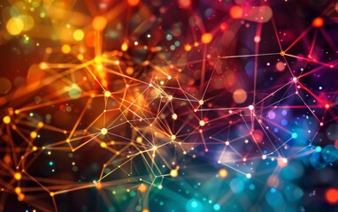 Vibrant, dynamic visual of interconnected blockchain network, representing decentralized lending and borrowing in a modern, abstract art style