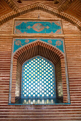 Beautiful oriental window in Shah Jahan Mosque in Thatta, Pakistan. Also known as Jamia Masjid of Thatta. 