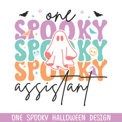 one spooky assistant halloween boo svg designs, retro happy halloween designs
