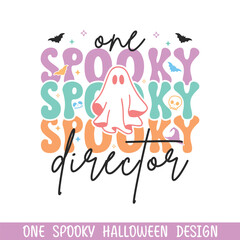one spooky director halloween boo svg designs, retro happy halloween designs