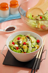 Salad with Japanese seaweeds.
