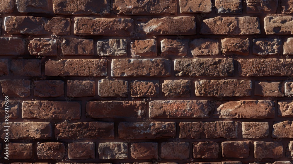 Wall mural a close-up of a brick wall with varying shades of red textured background