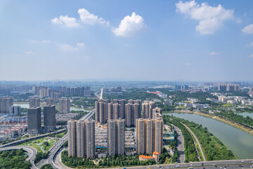 Urban residential real estate along the Liuyang River in Kaifu District, Changsha, China