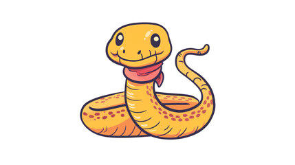 Fototapeta premium A cute and friendly snake wearing a red scarf.