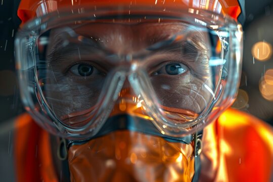 Worker Wearing Safety Gear  Emphasis on safety and responsibility in industrial environments