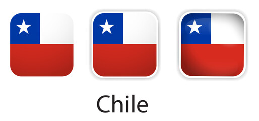 Obraz premium Chile flag vector icons set in the shape of rounded square