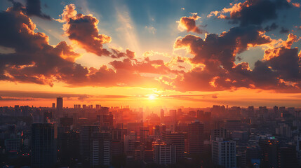 Sunset, the beauty of light that appears naturally