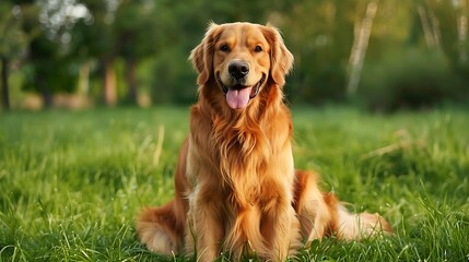 Obraz premium The Golden Retriever is often associated with friendliness and a gentle demeanor. Examine the breedâ€™s origins, typical behaviors, and the reasons why it is considered an ideal pet for families and