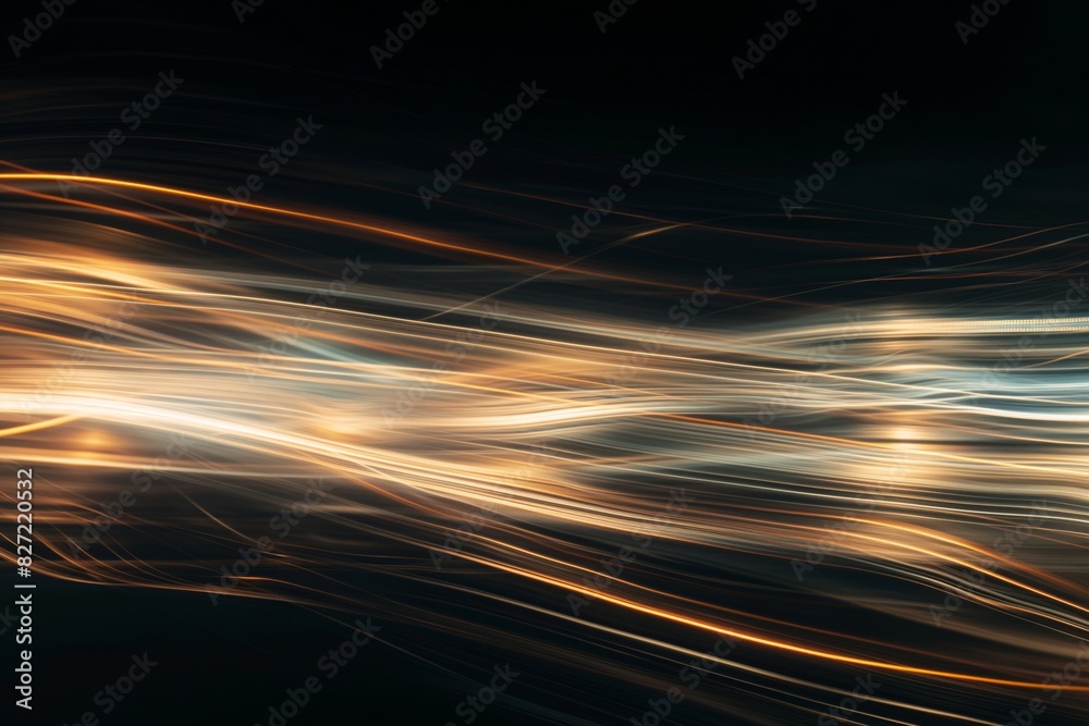 Wall mural wavy light patterns create a vibrant, dynamic effect against a deep, dark backdrop