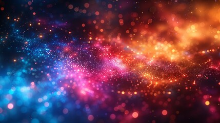 Obraz premium An abstract illustration of a neural network, with colorful data streams and nodes set against a bright, vibrant background enhanced by a bokeh effect to symbolize AI complexity.