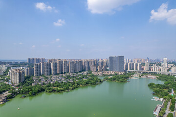 Fototapeta premium Aerial photography of Yuehu Park, Changsha, China