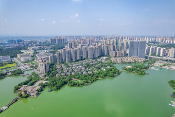 High-rise residential buildings and villas around Yuehu Park, Changsha, China