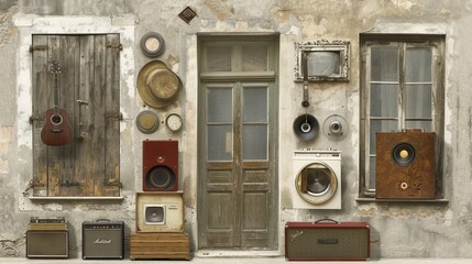 Pile of old electronics and appliances waiting to be collected and disposed of properly