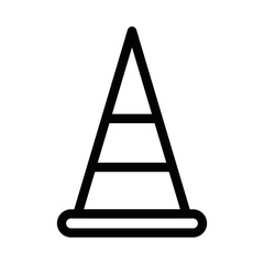 Minimalistic vector icon of a traffic cone, perfect for safety and caution themes, designed in bold black on a white background. Editable stroke.