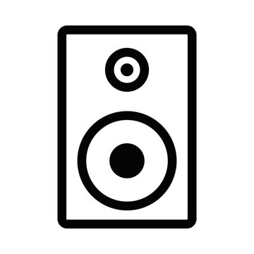 recommend clip art: Vector icon of a simple black speaker, ideal for multimedia and audio related graphics, isolated on a white background. Editable stroke.