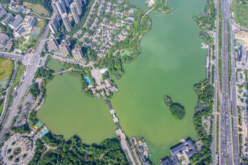 Aerial photography of Yuehu Park, Changsha, China
