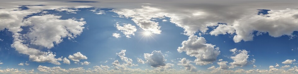 seamless blue sky 360 hdri panorama view with zenith and clouds for use in 3d graphics or game...