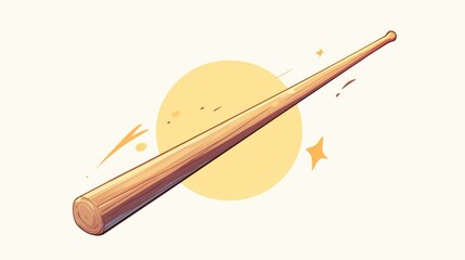 Illustration of a wooden stick being hurled Cartoon depiction of a wooden stick being tossed for use in web design presented on a white background