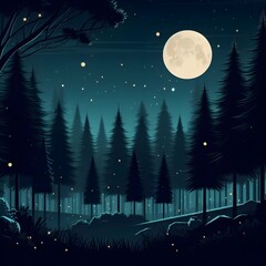 Naklejka premium night landscape with stars