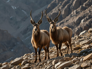 Fototapeta premium mountain goat in the desert