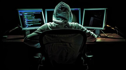 Cyber Shadow: Enigmatic Hacker Delving into Code Secrets