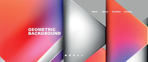 Fototapeta premium Metal triangles with colorful bright triangles. Geometric modern minimalist design template