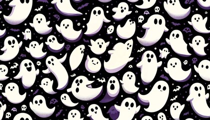 ハロウィンのお化けのパターン背景　壁紙 © Studio-K