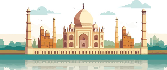 Taj Mahal in Agra, Uttar Pradesh, India. Vector illustration