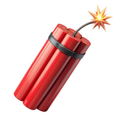 Dynamite Stick Bundle with Burning Fuse, Isolated on White Transparent Background, PNG Element