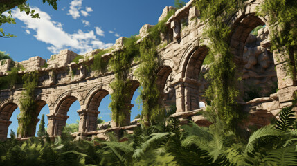 Fototapeta premium A stone archway with vines growing out of it