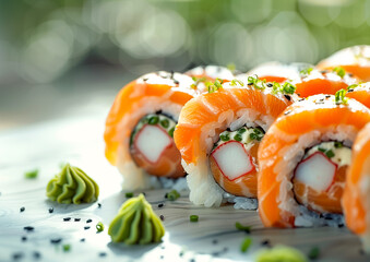Sushi roll with salmon.