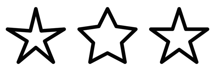 Different star shapes vector illustration. Suitable for rating, decoration, and festive projects. Editable stroke.