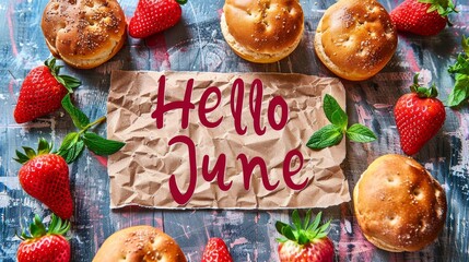 hello june text message flower decoration june illustration