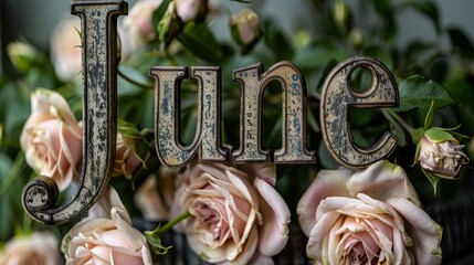 hello june text message flower decoration june illustration