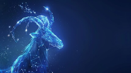 Capricorn horoscope sign in twelve zodiac with galaxy stars background.