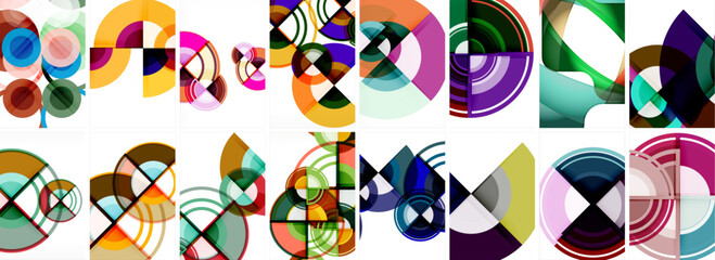 Set of trendy colorful circle geometric posters or abstract backgrounds. Vector Illustration For Wallpaper, Banner, Background, Card, Book Illustration, landing page