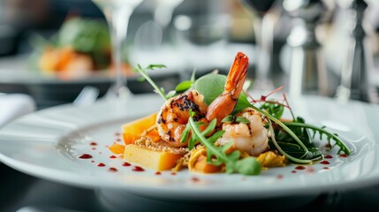 Gourmet Grilled Shrimp with Vegetables and Greens