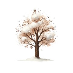 Obraz premium Chocolate winter scene. watercolor illustration, Perfect for nursery art, simple clipart, single object, white color background.